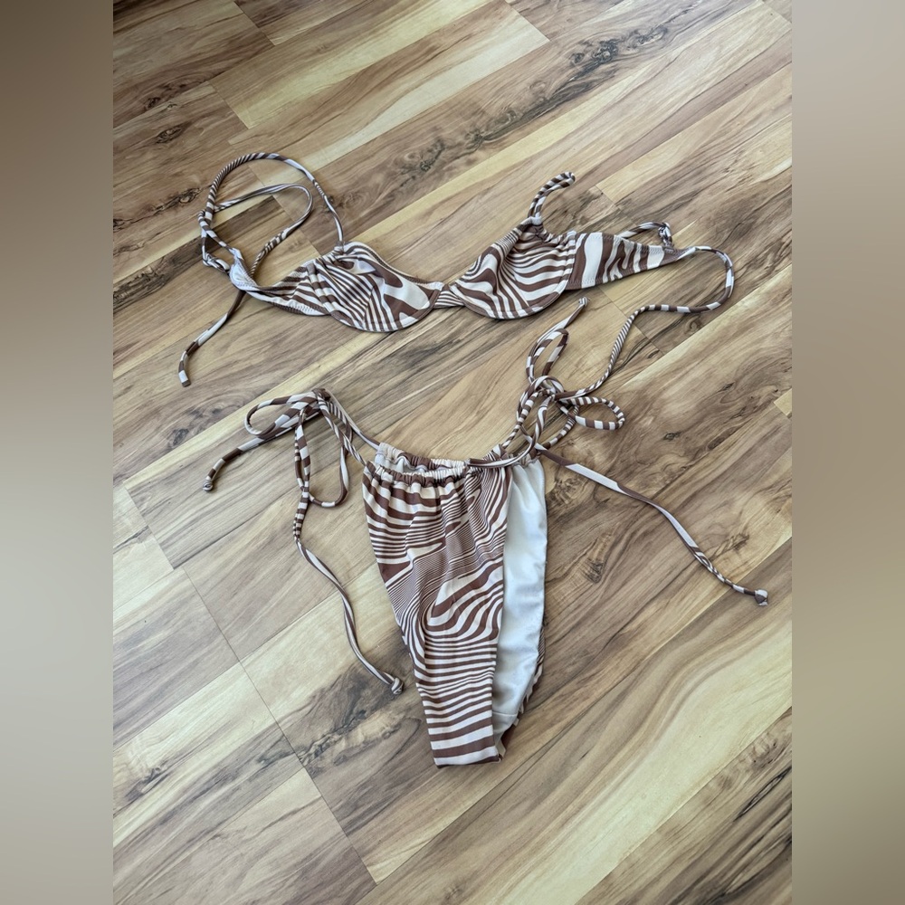 PacSun Cream and Brown Bikini Set